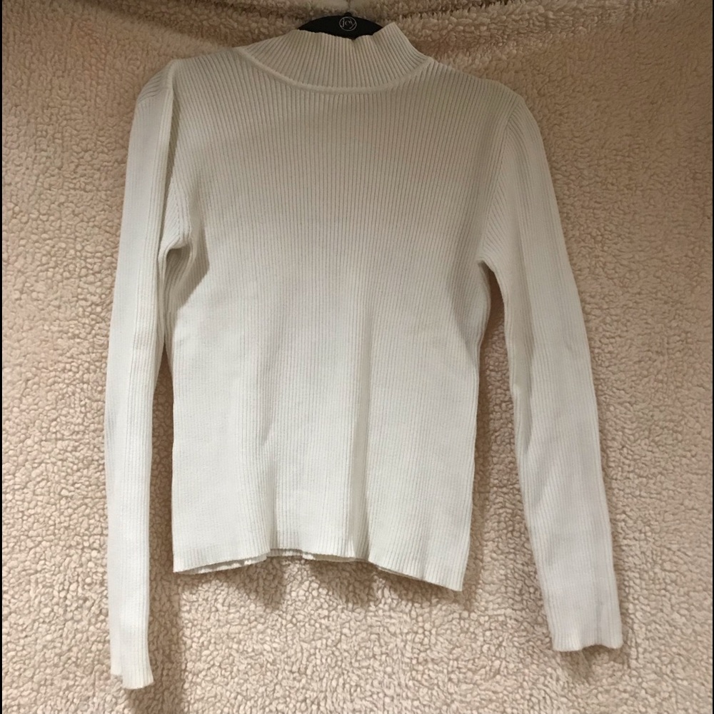 Marisa Christina White Pullover Mock Sweater